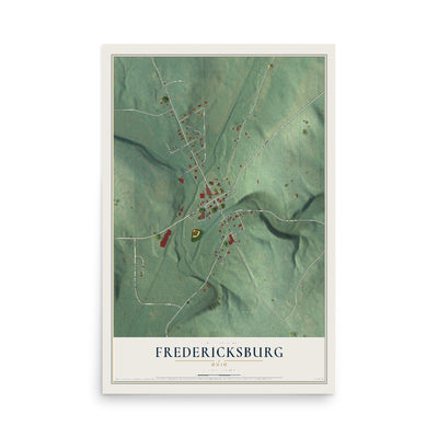 Map of Fredericksburg, Ohio, 12 x 18 inch unframed archival matte print