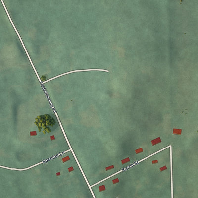 Second close-up of the map of Fredericksburg, Ohio print showing more streets and buildings
