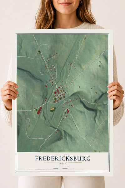 Map of Fredericksburg, Ohio, 18 x 24 inch unframed archival matte print