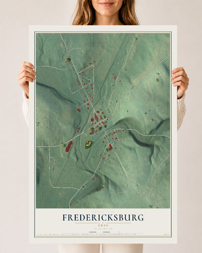 Map of Fredericksburg, Ohio, 24 x 36 inch unframed archival matte print