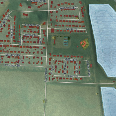 Second close-up of the map of Fredericktown, Ohio print showing more streets and buildings