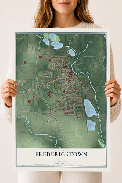 Map of Fredericktown, Ohio, 18 x 24 inch unframed archival matte print
