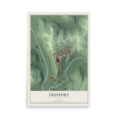 Map of Freeport, Ohio, 12 x 18 inch unframed archival matte print