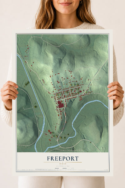Map of Freeport, Ohio, 18 x 24 inch unframed archival matte print