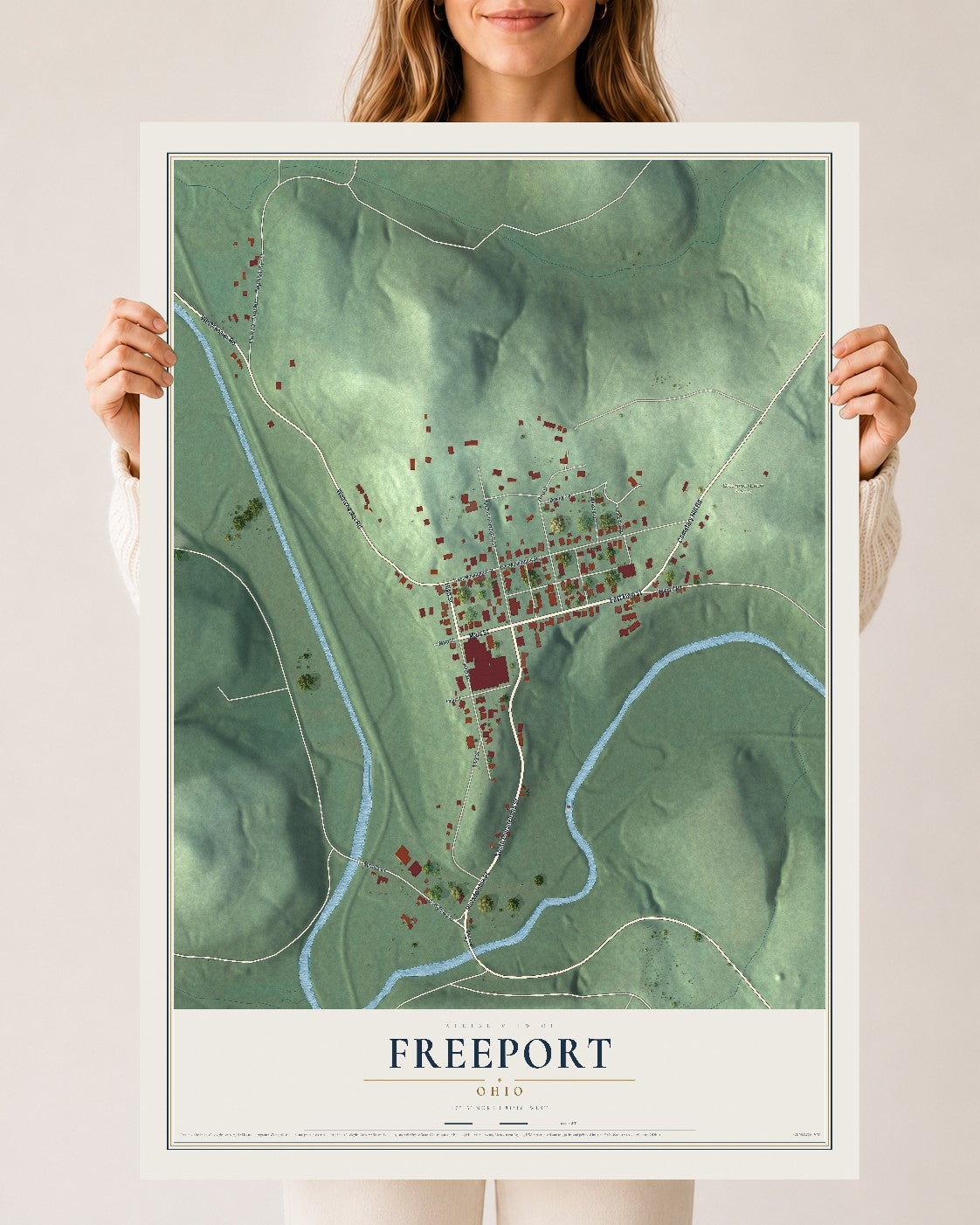 Map of Freeport, Ohio, 24 x 36 inch unframed archival matte print