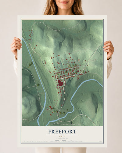 Map of Freeport, Ohio, 24 x 36 inch unframed archival matte print