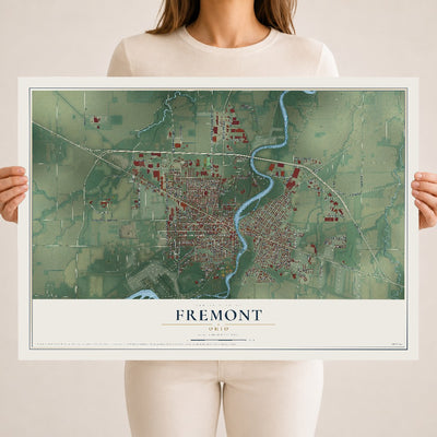 Map of Fremont, Ohio, 18 x 24 inch unframed archival matte print