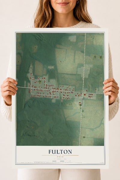 Map of Fulton, Ohio, 18 x 24 inch unframed archival matte print