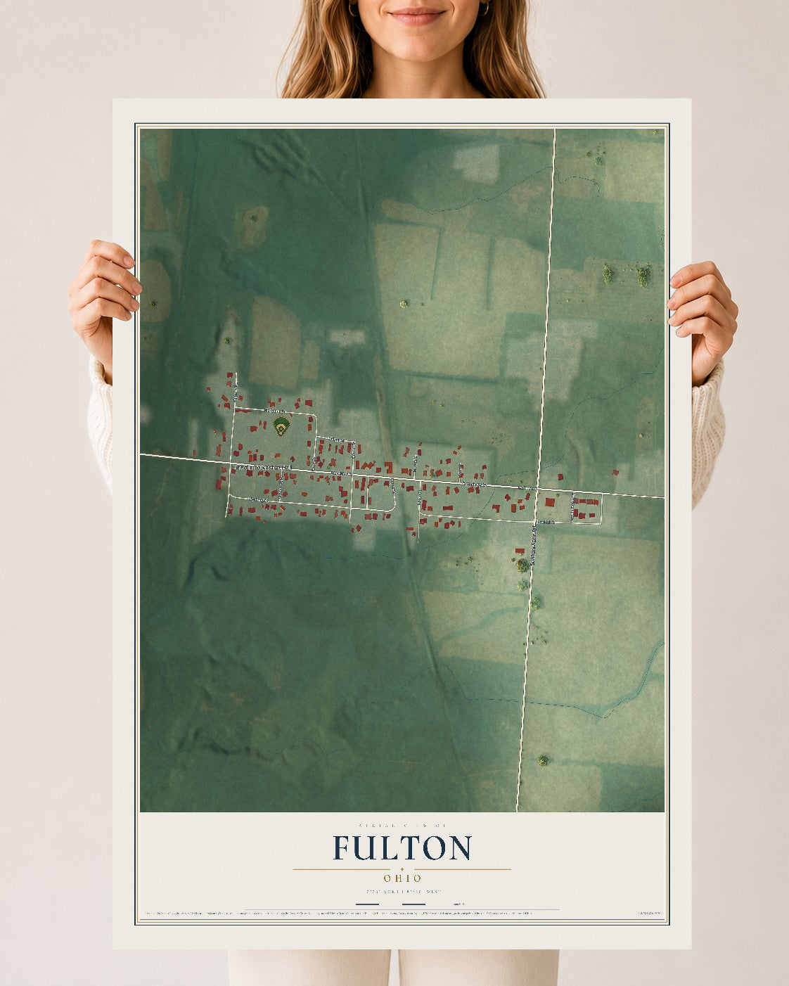 Map of Fulton, Ohio, 24 x 36 inch unframed archival matte print