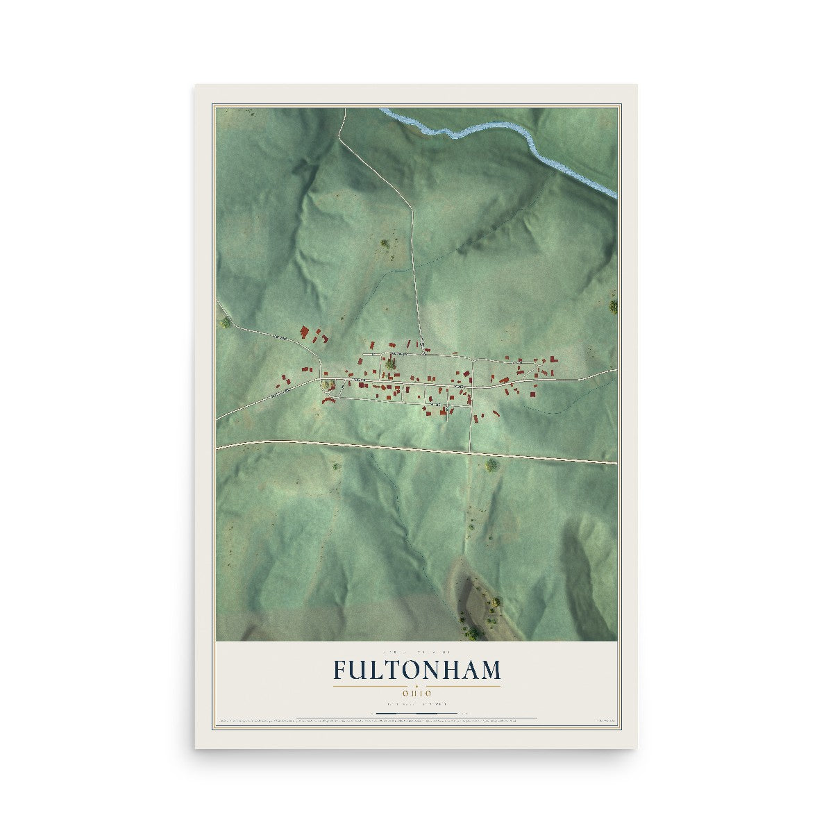 Map of Fultonham, Ohio, 12 x 18 inch unframed archival matte print