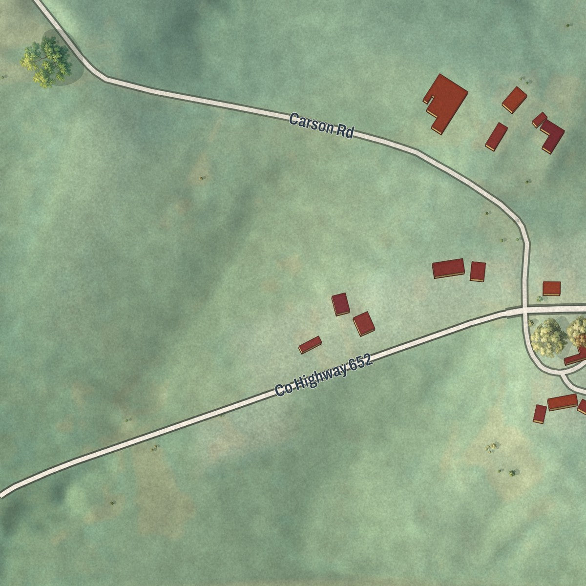 Second close-up of the map of Fultonham, Ohio print showing more streets and buildings