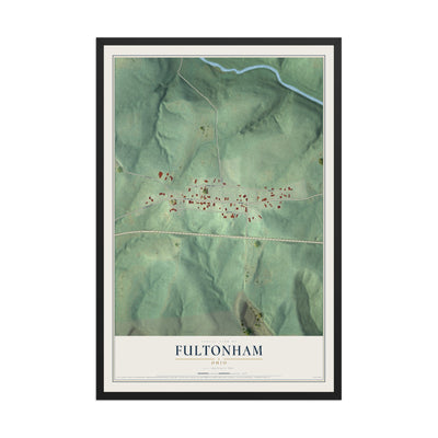 Map of Fultonham, Ohio, 12 x 18 inch print in a black wood frame