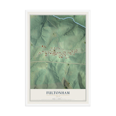 Map of Fultonham, Ohio, 12 x 18 inch print in a white wood frame