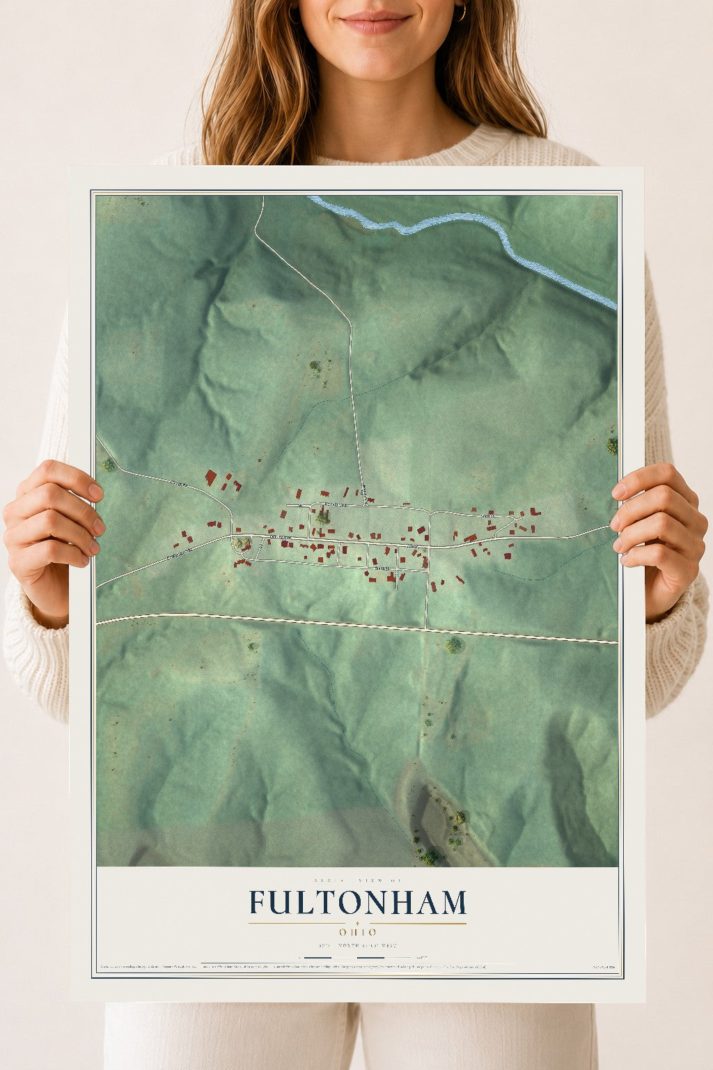 Map of Fultonham, Ohio, 18 x 24 inch unframed archival matte print