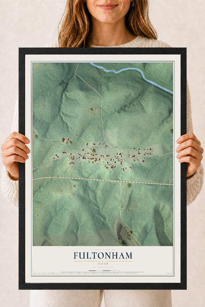 Map of Fultonham, Ohio, 18 x 24 inch print in a black wood frame