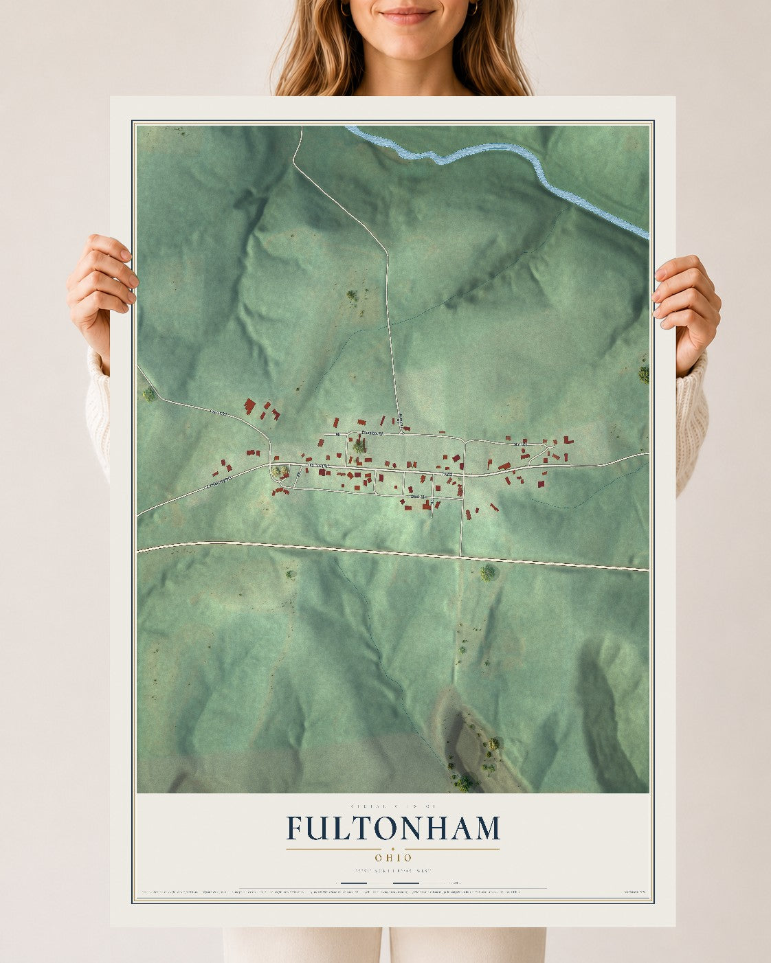 Map of Fultonham, Ohio, 24 x 36 inch unframed archival matte print