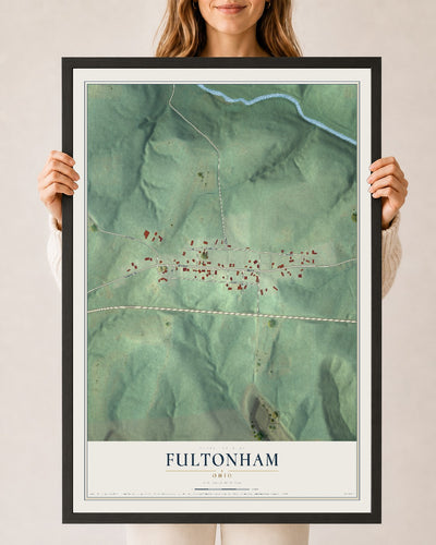 Map of Fultonham, Ohio, 24 x 36 inch print in a black wood frame