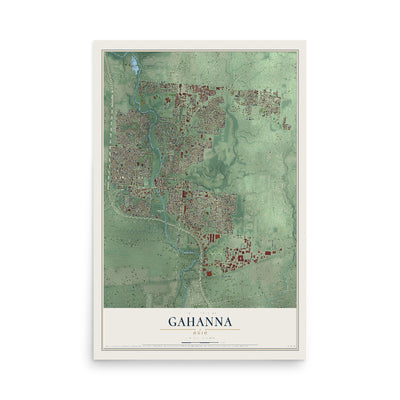 Map of Gahanna, Ohio, 12 x 18 inch unframed archival matte print