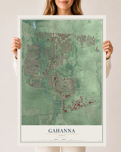 Map of Gahanna, Ohio, 24 x 36 inch unframed archival matte print