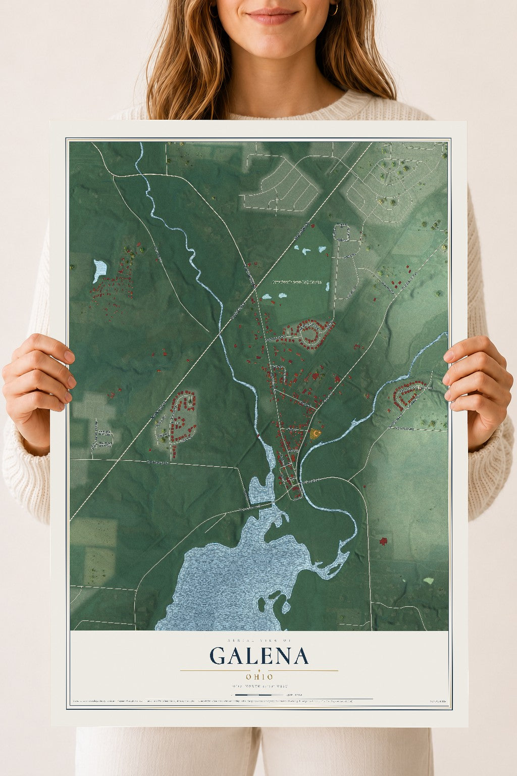 Map of Galena, Ohio, 18 x 24 inch unframed archival matte print