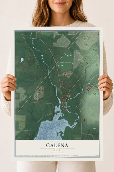 Map of Galena, Ohio, 18 x 24 inch unframed archival matte print