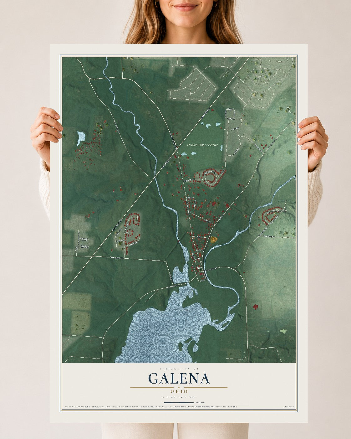 Map of Galena, Ohio, 24 x 36 inch unframed archival matte print