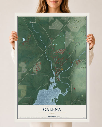 Map of Galena, Ohio, 24 x 36 inch unframed archival matte print
