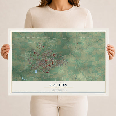 Map of Galion, Ohio, 12 x 18 inch unframed archival matte print