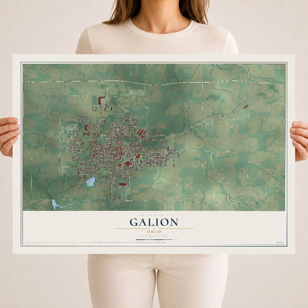 Map of Galion, Ohio, 18 x 24 inch unframed archival matte print