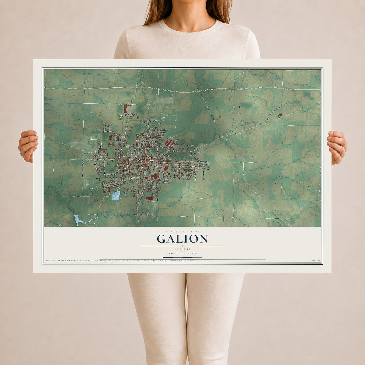 Map of Galion, Ohio, 24 x 36 inch unframed archival matte print