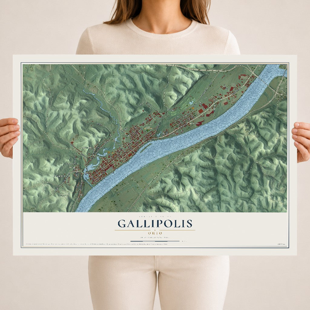 Map of Gallipolis, Ohio, 18 x 24 inch unframed archival matte print