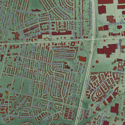 Close-up of the map of Galloway, Ohio print showing street and building detail