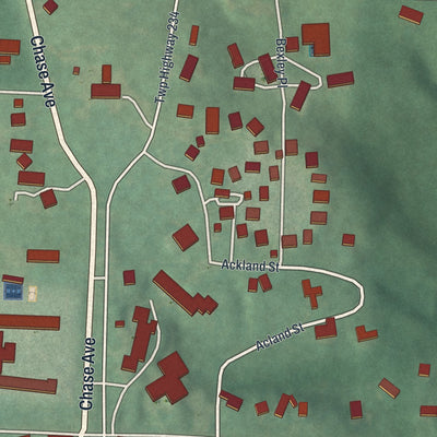 Second close-up of the map of Gambier, Ohio print showing more streets and buildings