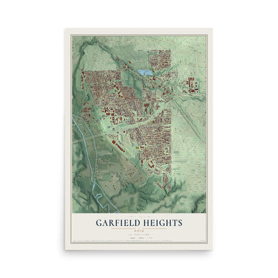 Map of Garfield Heights, Ohio, 12 x 18 inch unframed archival matte print