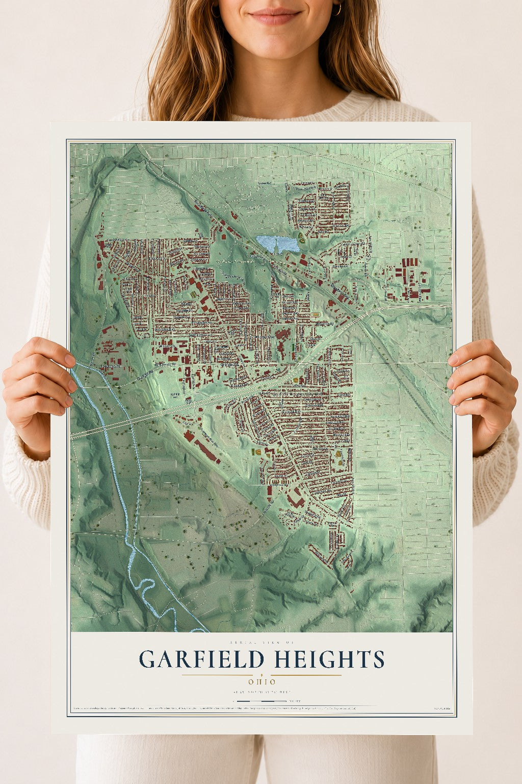 Map of Garfield Heights, Ohio, 18 x 24 inch unframed archival matte print