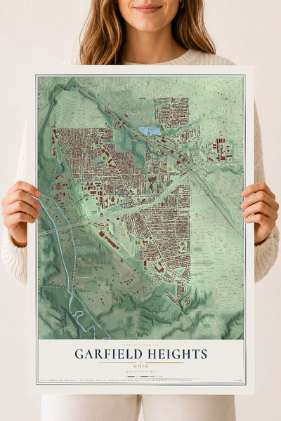 Map of Garfield Heights, Ohio, 18 x 24 inch unframed archival matte print