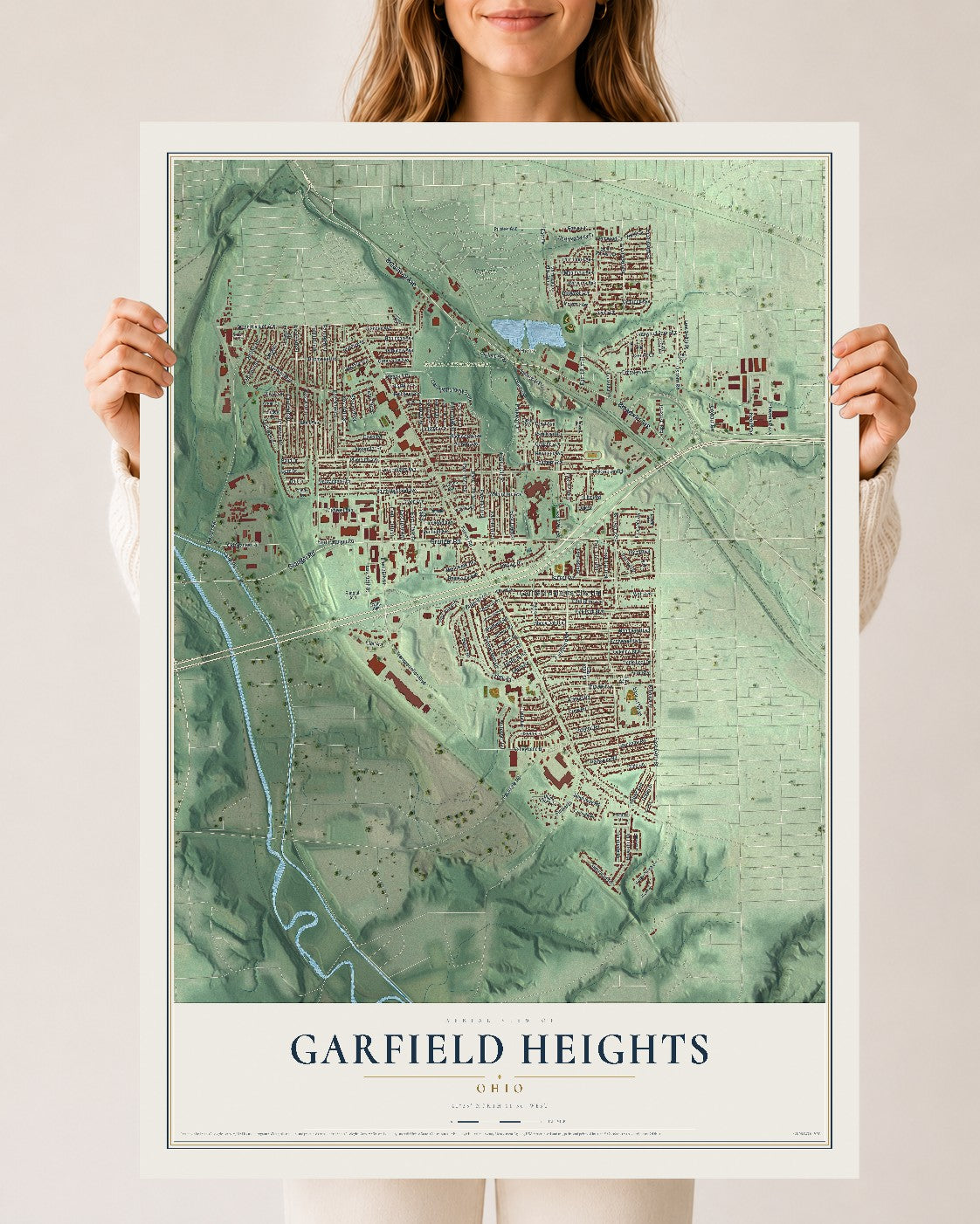 Map of Garfield Heights, Ohio, 24 x 36 inch unframed archival matte print