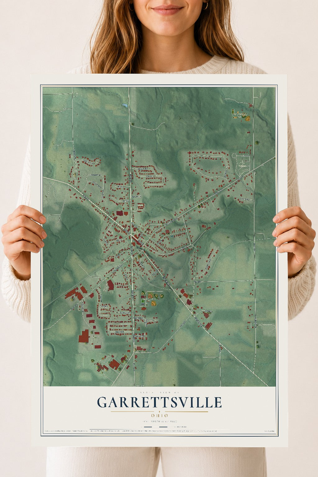Map of Garrettsville, Ohio, 18 x 24 inch unframed archival matte print