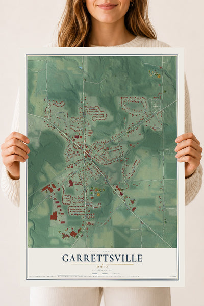 Map of Garrettsville, Ohio, 18 x 24 inch unframed archival matte print