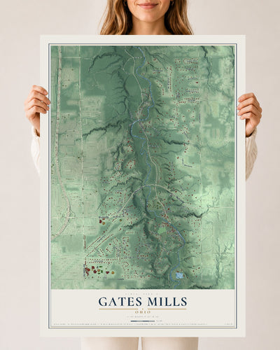 Map of Gates Mills, Ohio, 24 x 36 inch unframed archival matte print