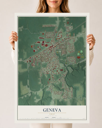 Map of Geneva, Ohio, 24 x 36 inch unframed archival matte print