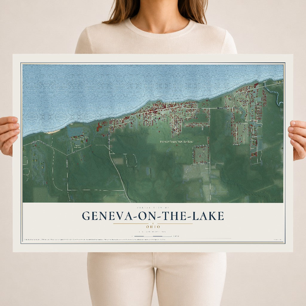 Map of Geneva-on-the-Lake, Ohio, 18 x 24 inch unframed archival matte print