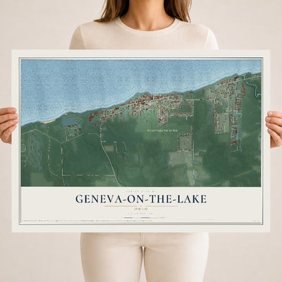 Map of Geneva-on-the-Lake, Ohio, 18 x 24 inch unframed archival matte print