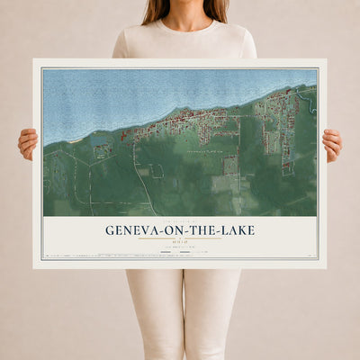 Map of Geneva-on-the-Lake, Ohio, 24 x 36 inch unframed archival matte print