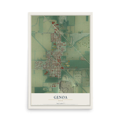Map of Genoa, Ohio, 12 x 18 inch unframed archival matte print