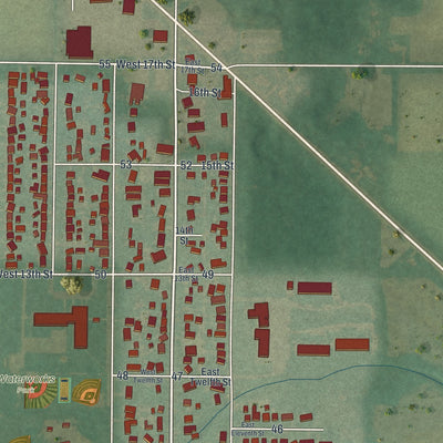 Second close-up of the map of Genoa, Ohio print showing more streets and buildings