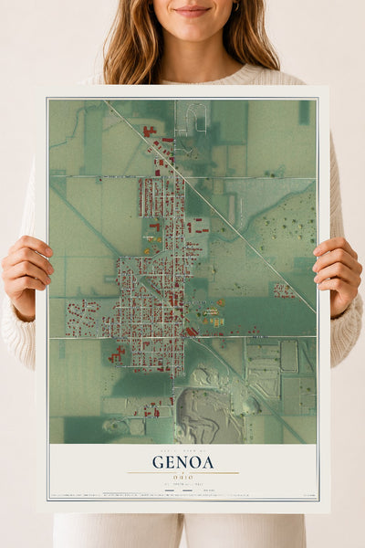 Map of Genoa, Ohio, 18 x 24 inch unframed archival matte print