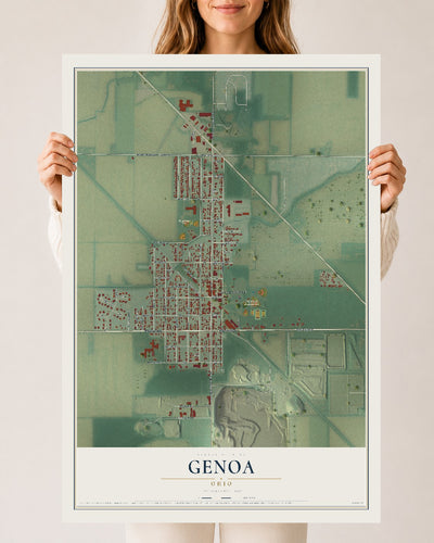 Map of Genoa, Ohio, 24 x 36 inch unframed archival matte print
