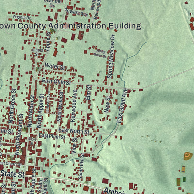 Close-up of the map of Georgetown, Ohio print showing street and building detail