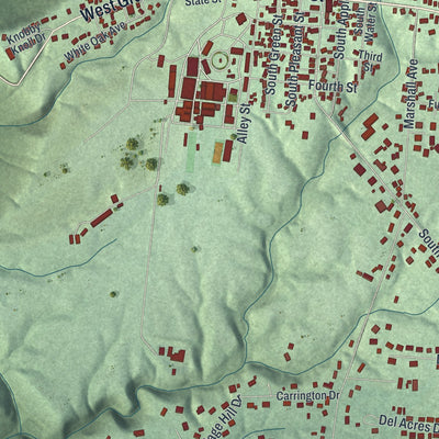 Second close-up of the map of Georgetown, Ohio print showing more streets and buildings